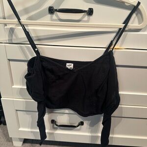 Aerie Black Strappy Top w Tie-Back